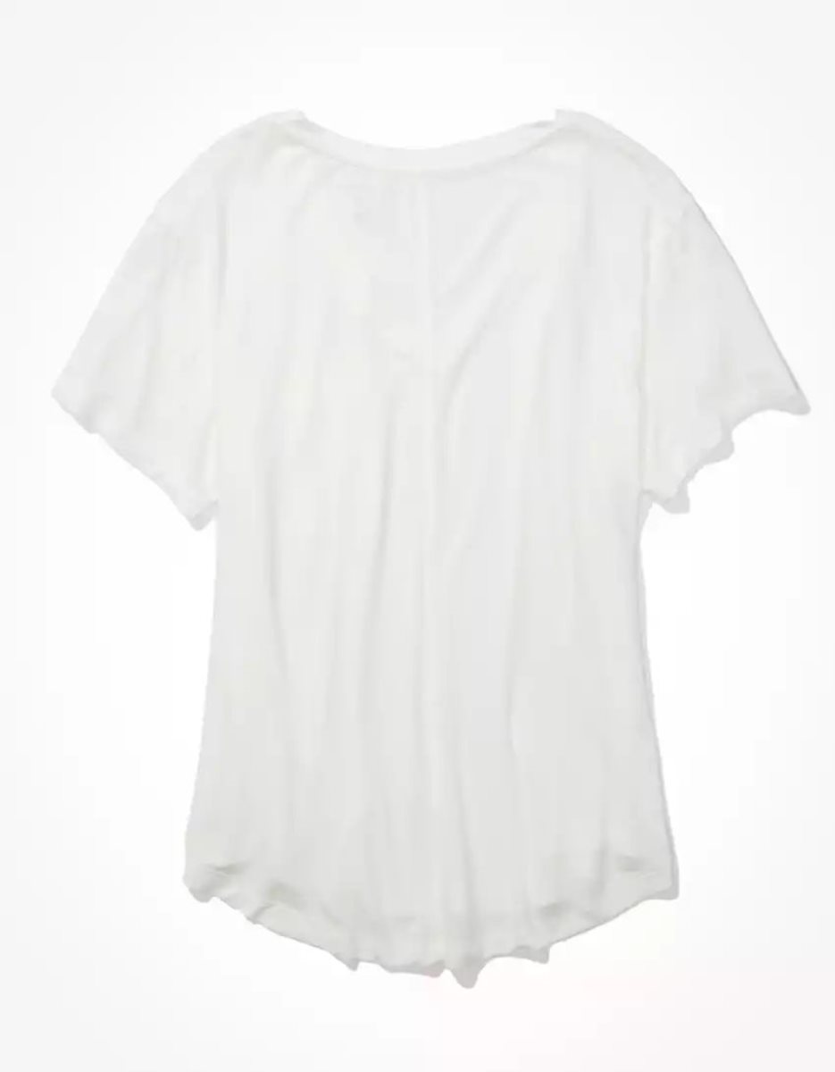 T Shirts American Eagle AE Soft & Sexy V-Neck Pocket Tee Blanche Femme | QHJ-87256362